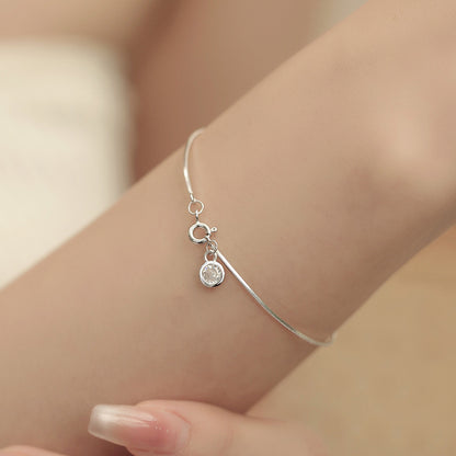 Single Diamond Snake Bone Bracelet for Women Fashion Simple Ins Style
