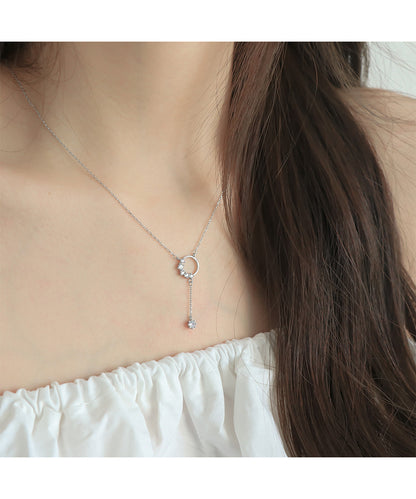 Deeply Passionate Circle Tassel Zircon Necklace for Women