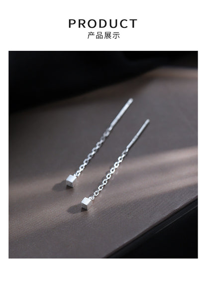 Tassel Square Thread Earrings for Women  Short Style