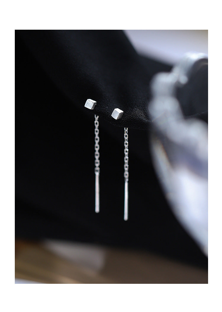 Tassel Square Thread Earrings for Women  Short Style