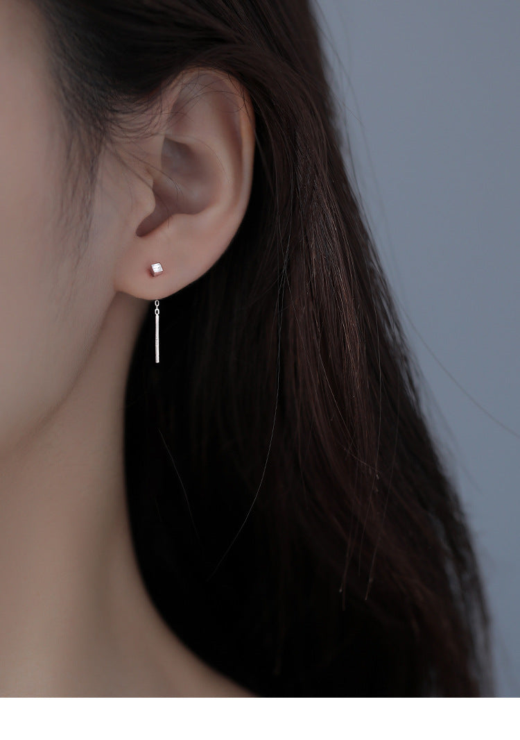 Tassel Square Thread Earrings for Women Niche Design