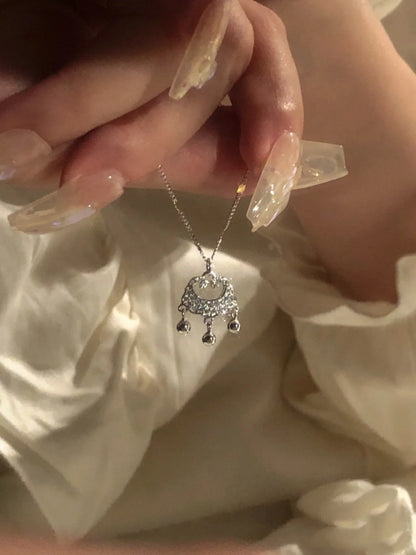 Full Diamond Bell Peace Lock Chain for Women