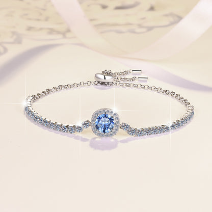 S925 Sterling Silver Bracelet for Women, Colorful Moissanite Star Bracelet