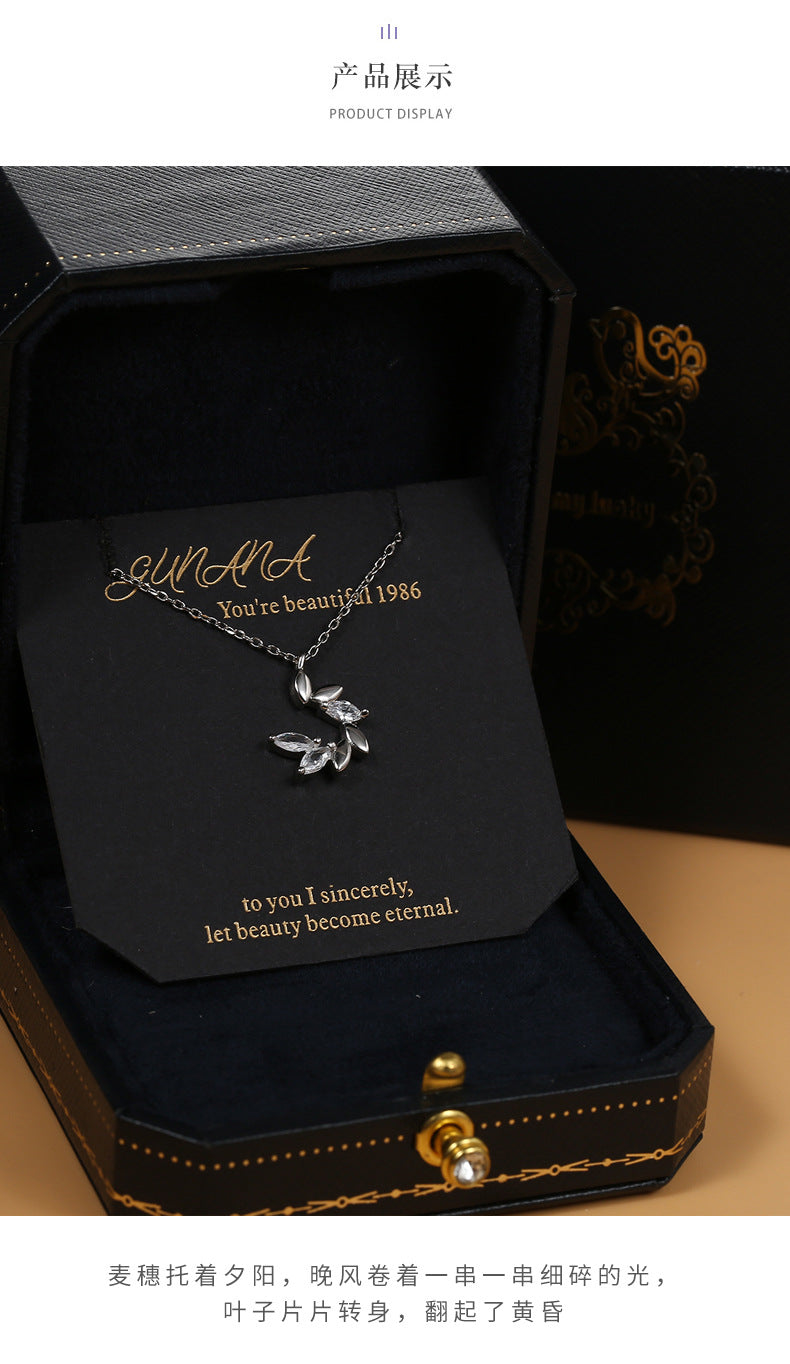 Little Prince Zircon Wheat Spike Necklace for Women