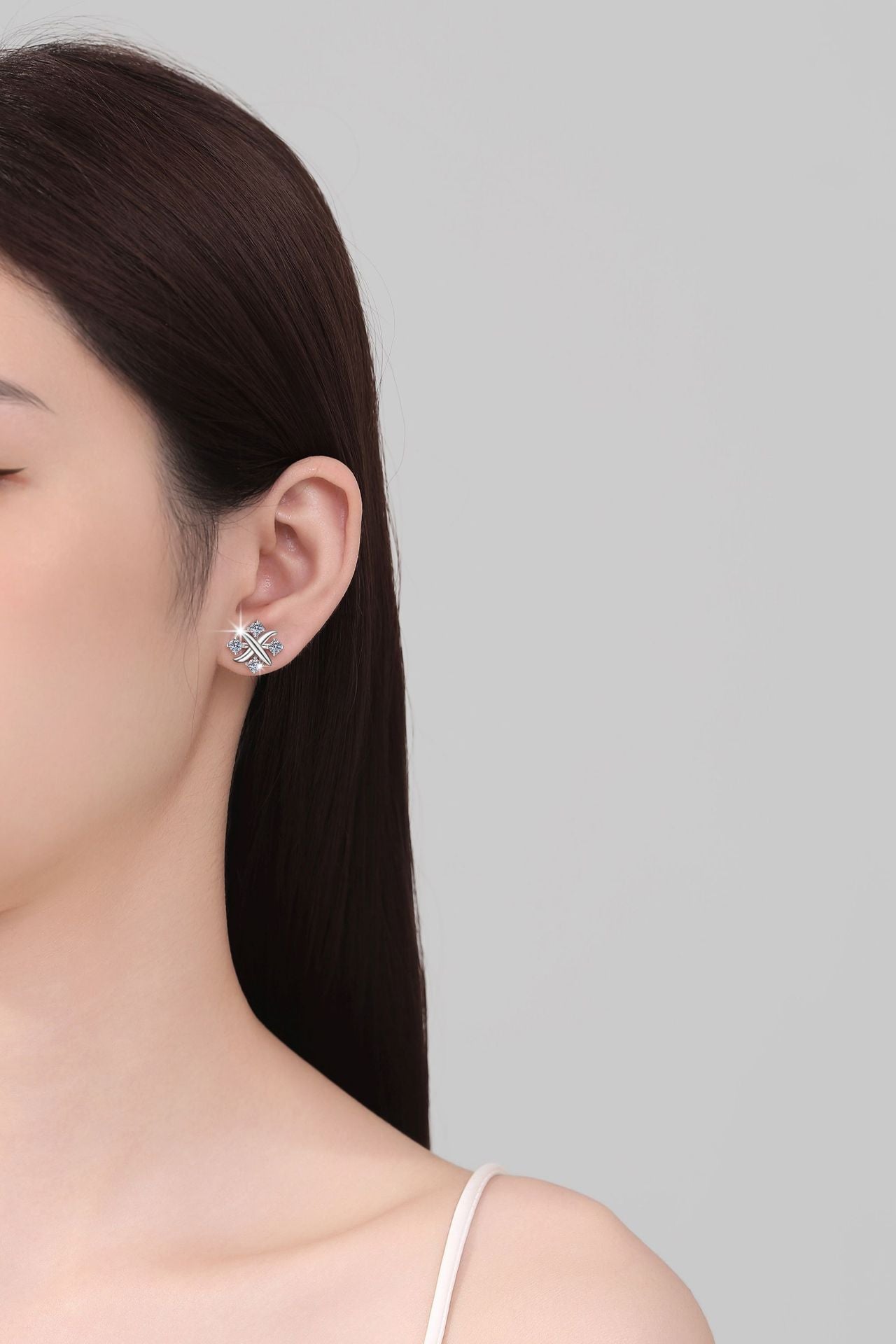 Moissanite Earrings Small Windmill Earrings Exquisite High-End Versatile S925 Silver Stud Earrings for Women