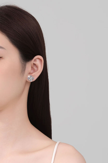 Moissanite Earrings Small Windmill Earrings Exquisite High-End Versatile S925 Silver Stud Earrings for Women