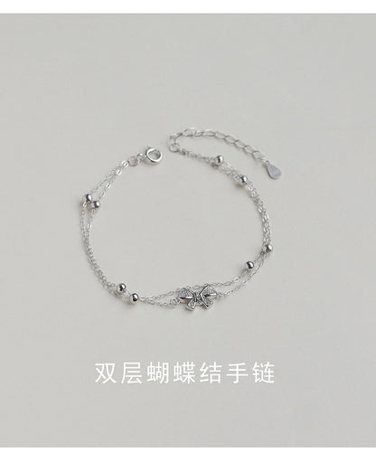 Butterfly Knot Double Layer Bracelet for Women, Ins Style