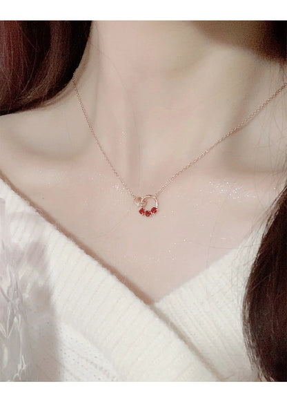 Interlocking Garnet Necklace for Women Chain Jewelry
