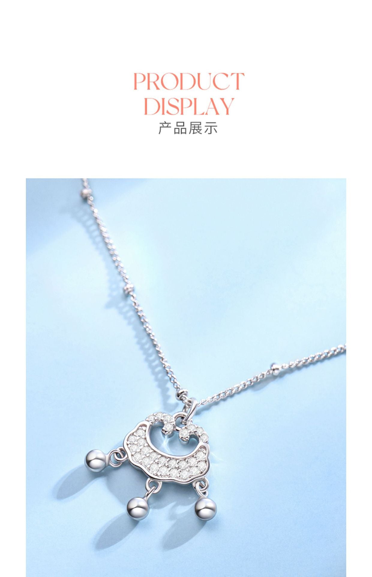 Full Diamond Bell Peace Lock Chain for Women