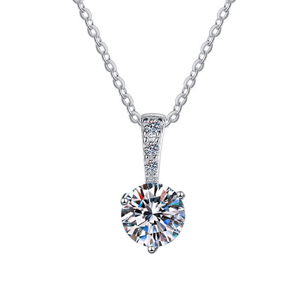Live Cross-Border Hot-Selling Moissanite Necklace Elegant Versatile Light Luxury High-End Feel Women's S925 Sterling Silver Collarbone Chain