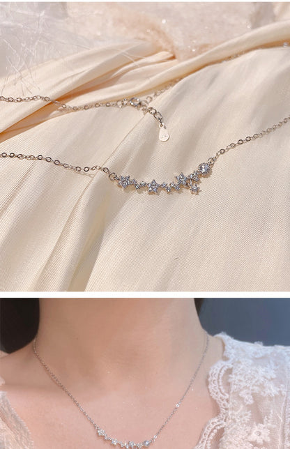 Full Diamond Galaxy Smile Shooting Star Necklace for Women