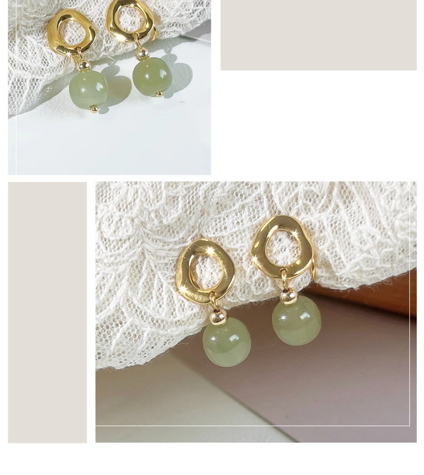 Hetian Jade Yang Green Earrings for Women