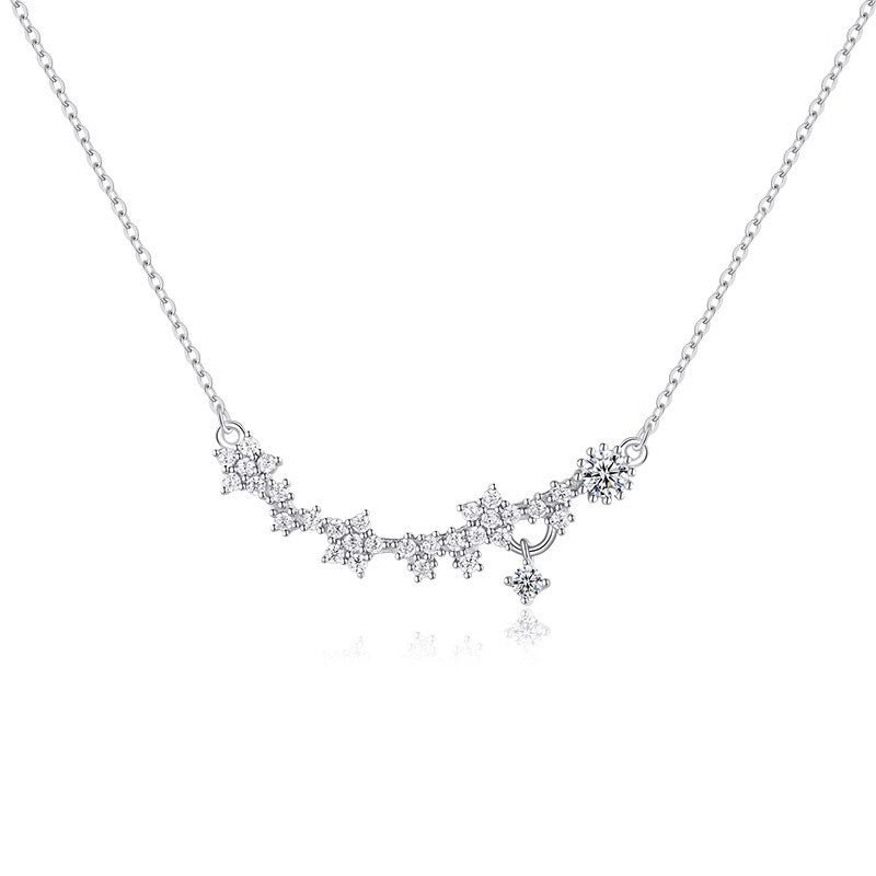 Full Diamond Galaxy Smile Shooting Star Necklace for Women