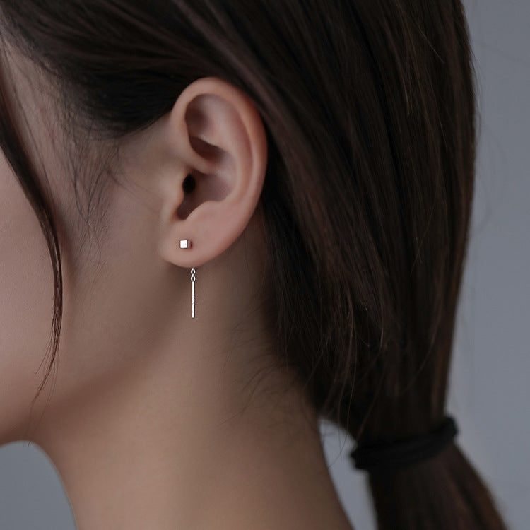 Tassel Square Thread Earrings for Women Niche Design