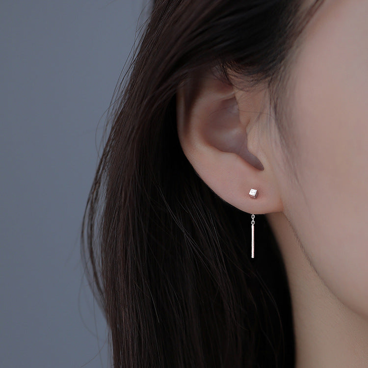 Tassel Square Thread Earrings for Women Niche Design