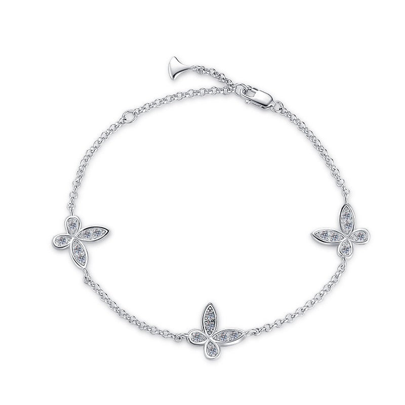 S925 Sterling Silver Butterfly Bracelet for Women High Version Versatile Fine Jewelry Moissanite Hand Accessory