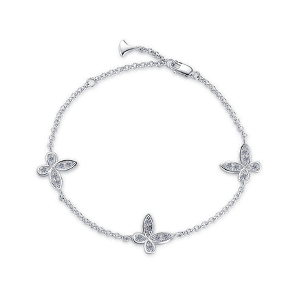 S925 Sterling Silver Butterfly Bracelet for Women High Version Versatile Fine Jewelry Moissanite Hand Accessory