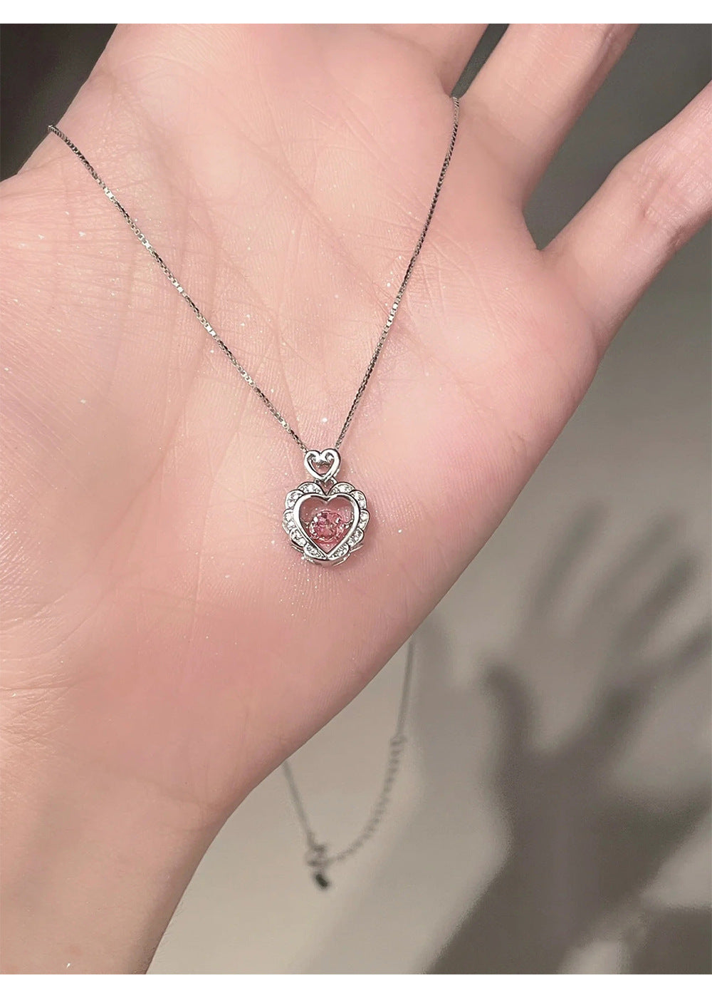 Smart Pink Diamond Heart Necklace for Women Wholesale
