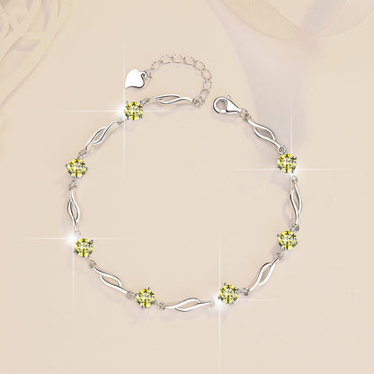 Pure Silver Bracelet S925 Jewelry Exquisite Fashion Seven Princess Jewelry Wholesale Cross-Border High-Grade Colorful Moissanite Hand Accessories