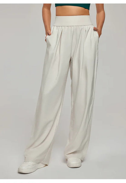 Spring Summer Straight Wide Leg Pants Women's High Waist Slimming Sports Trousers Breathable Draping Loose Casual Yoga Pants