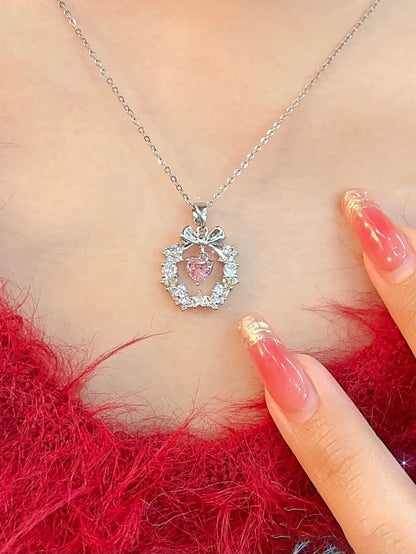 Flower of Love Christmas Bow Necklace for Women