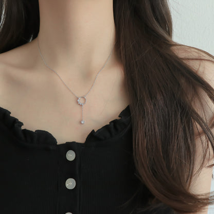 Deeply Passionate Circle Tassel Zircon Necklace for Women