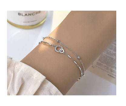 Double Layer Stacked Interlocking Bracelet for Women