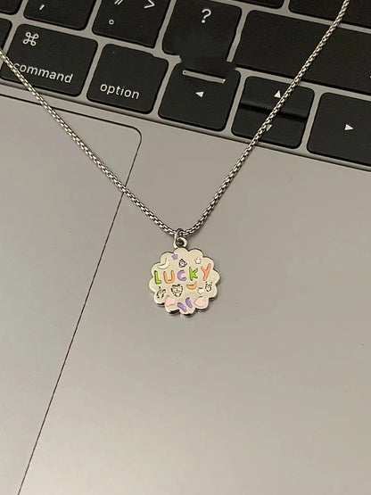 Lucky Flower Letter Lucky Necklace for Women Chain Pendant Wholesale