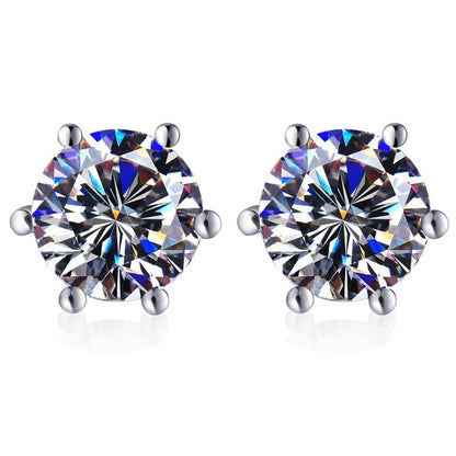 Moissanite Crown Earrings Classic Six-Prong Exquisite Simple Earrings Source S925 Sterling Silver Stud Earrings for Women