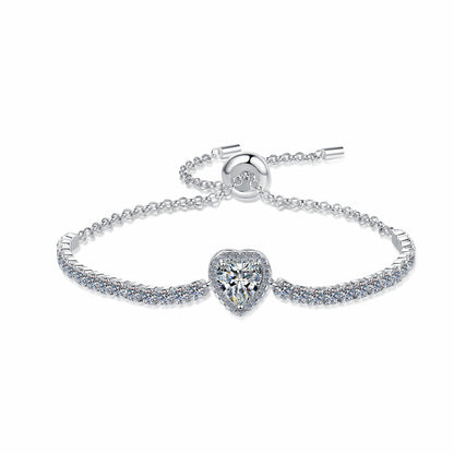 Moissanite Bracelet Heart-Shaped Moissanite Fashion Starry Sky S925 Sterling Silver Jewelry