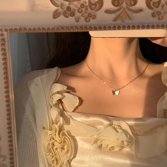 Woven Chain Butterfly Necklace Female Clavicle Chain Niche Design
