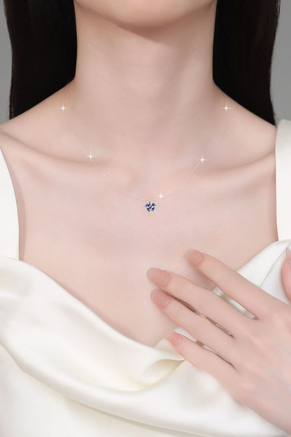 Mermaid Tears Princess Cut Invisible Fish Line Moissanite Pendant S925 Silver Necklace