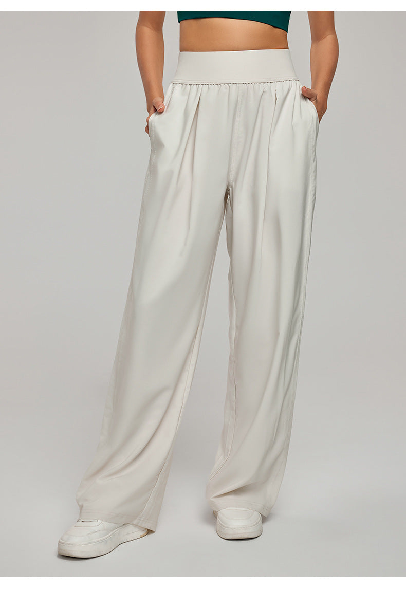 Spring Summer Straight Wide Leg Pants Women's High Waist Slimming Sports Trousers Breathable Draping Loose Casual Yoga Pants