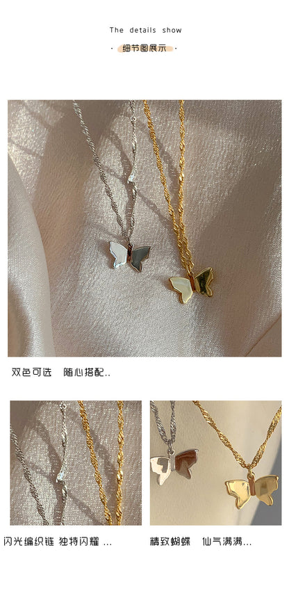 Woven Chain Butterfly Necklace Female Clavicle Chain Niche Design