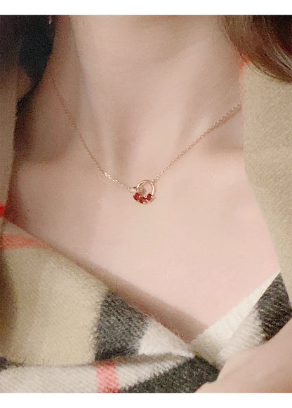Interlocking Garnet Necklace for Women Chain Jewelry