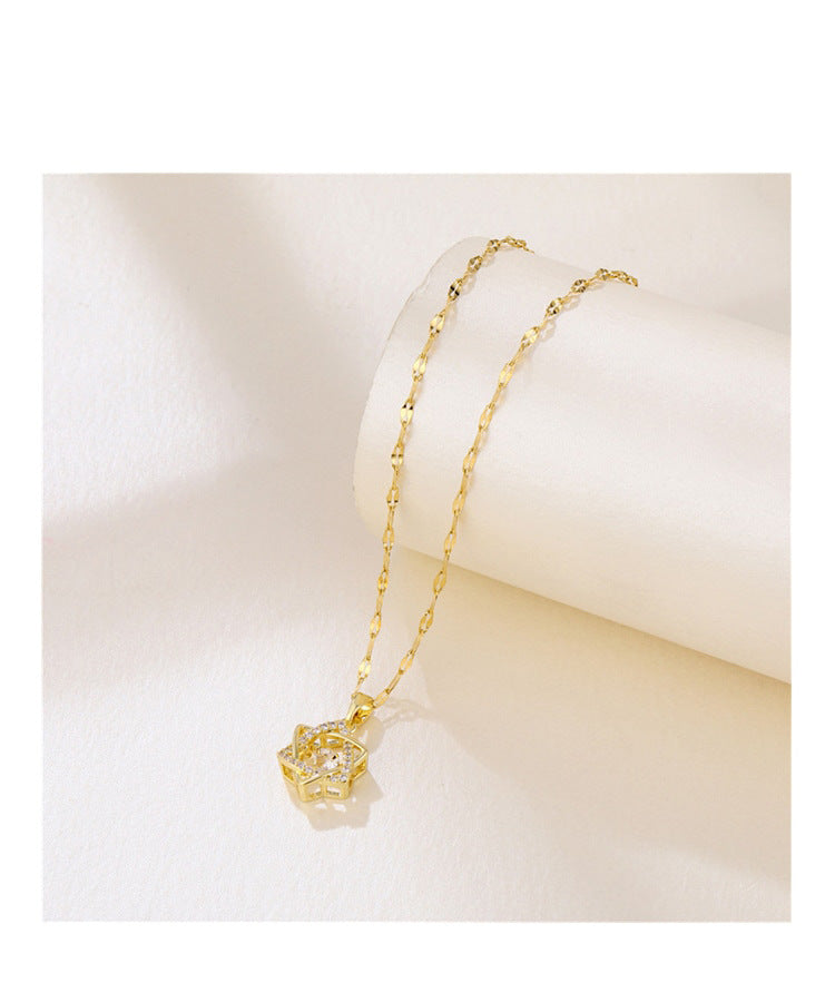 Beating Heart Heartbeat Hexagram Necklace for Women