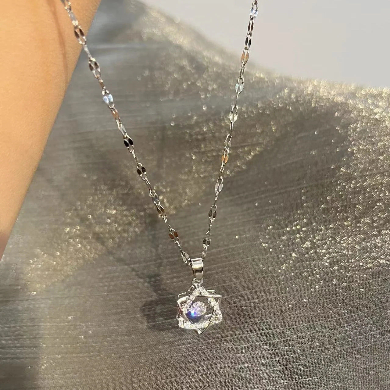 Beating Heart Heartbeat Hexagram Necklace for Women
