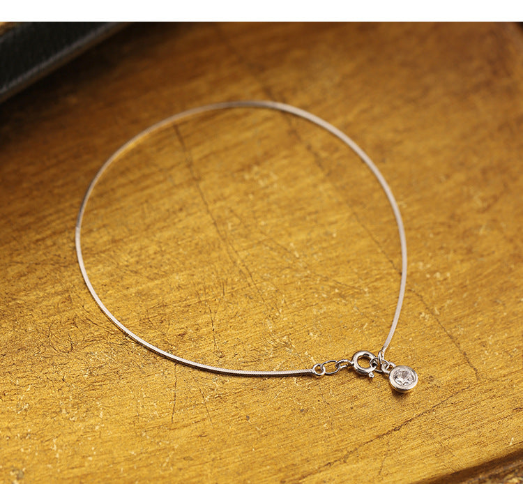 Single Diamond Snake Bone Bracelet for Women Fashion Simple Ins Style