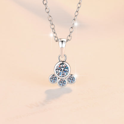 S925 Sterling Silver Necklace Cute Sweet Bear Paw Moissanite Pendant Full Moissanite Fashion Jewelry Wholesale