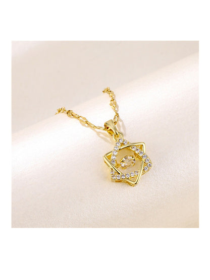 Beating Heart Heartbeat Hexagram Necklace for Women