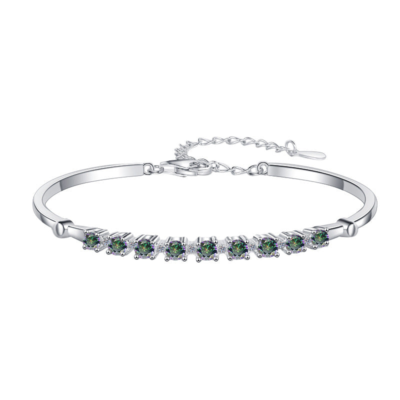 Colorful Moissanite Bracelet Fashion Adjustable D Color 0.1ct Bracelet Wholesale S925 Sterling Silver Women's Bracelet