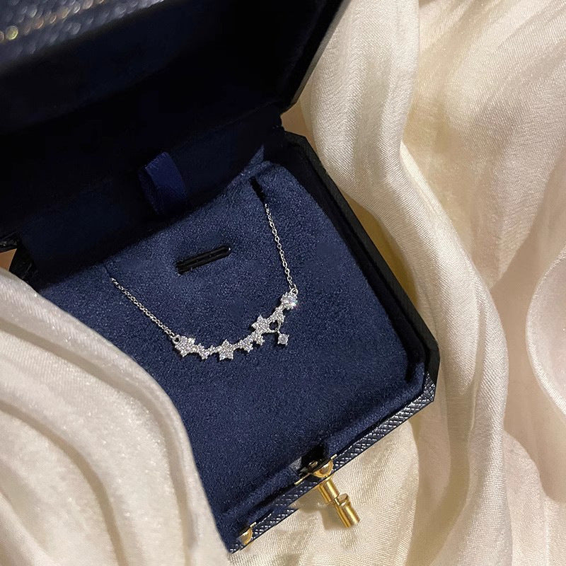 Full Diamond Galaxy Smile Shooting Star Necklace for Women