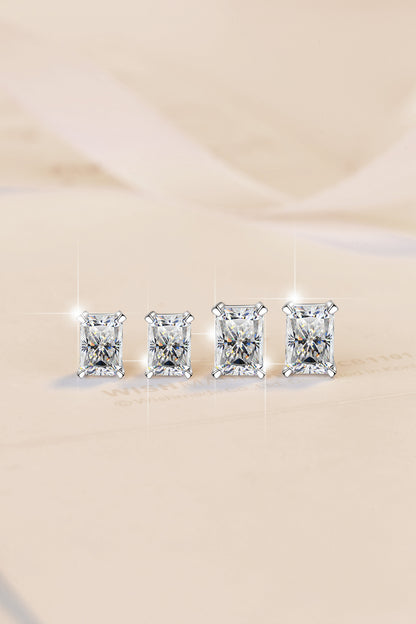 Moissanite Earrings Radiant Rectangular Stone Fashion Light Luxury Jewelry S925 Silver Stud Earrings