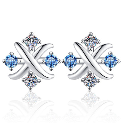 Moissanite Earrings Small Windmill Earrings Exquisite High-End Versatile S925 Silver Stud Earrings for Women