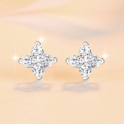 Four-leaf Clover Earrings High-end Sense of Flower-shaped Irregular lv Star Moissanite Earrings s925 Sterling Silver Ear Jewelry