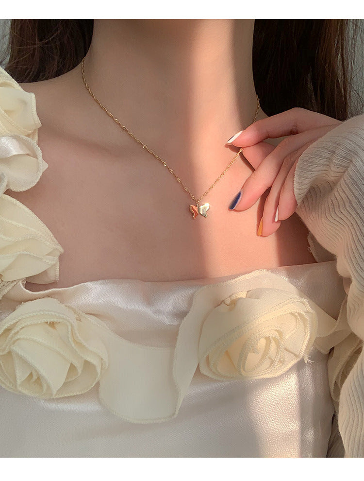 Woven Chain Butterfly Necklace Female Clavicle Chain Niche Design