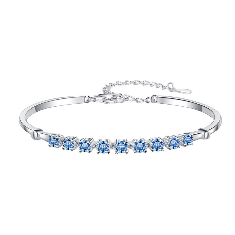Colorful Moissanite Bracelet Fashion Adjustable D Color 0.1ct Bracelet Wholesale S925 Sterling Silver Women's Bracelet