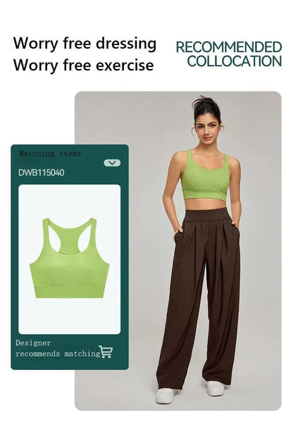 Spring Summer Straight Wide Leg Pants Women's High Waist Slimming Sports Trousers Breathable Draping Loose Casual Yoga Pants