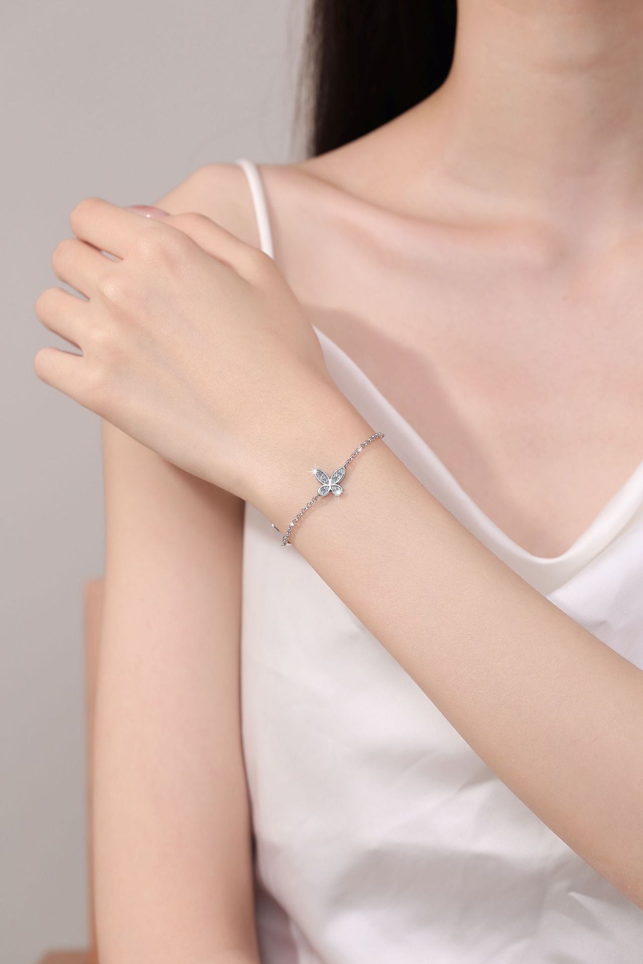 S925 Sterling Silver Butterfly Bracelet for Women High Version Versatile Fine Jewelry Moissanite Hand Accessory