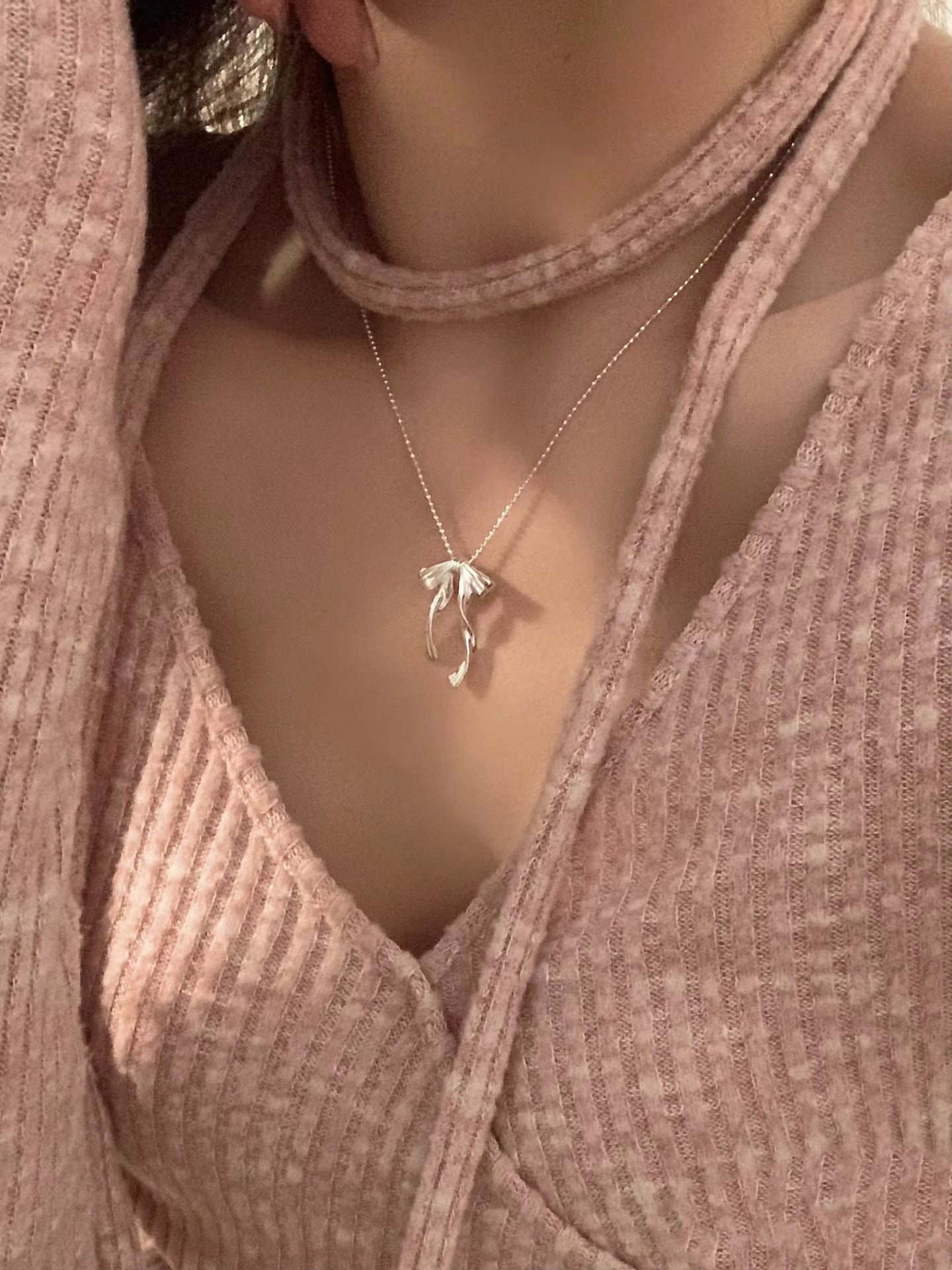 Ballet Style Bow Necklace for Women Fashion Niche Design